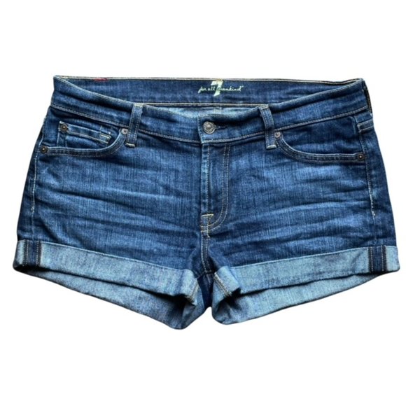 7 For All Mankind Pants - 7 FOR ALL MANKIND Mid-Rise Cuffed Hem Jean Shorts - Size 28